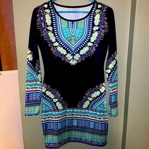 Geometric print bodycon dress NWOT